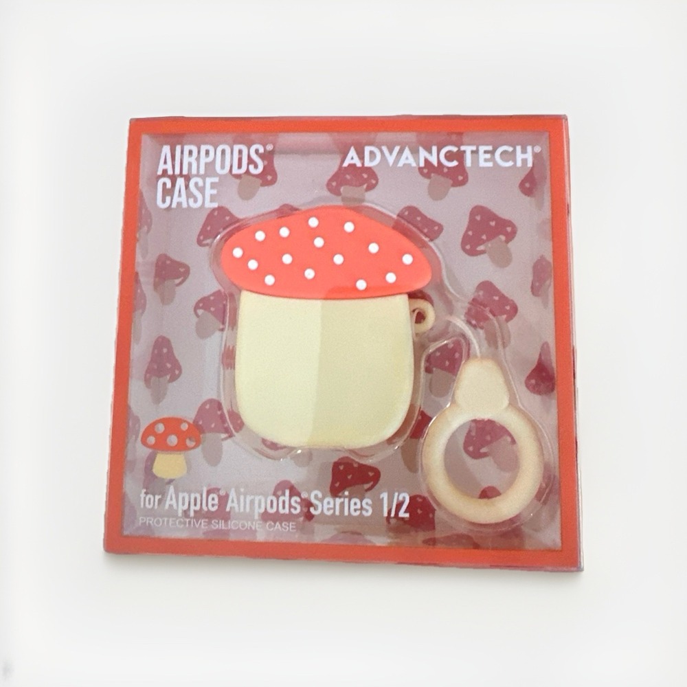 Mushroom AirPods Case With Clip For Apple AirPod Series 1/2 Soft Touch Silicone